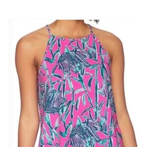 Lilly Pulitzer Pink Tropical High-Neck Tank